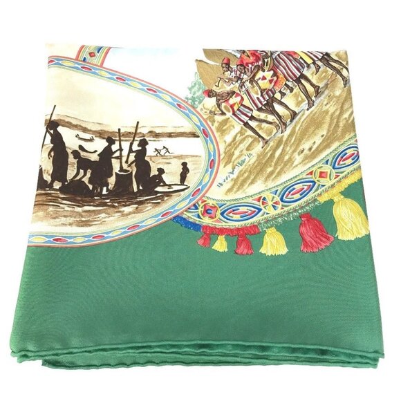 HERMES Carre90 Carre 90 CAVALIERS PEULS Poole jockey Scarf silk Green - Picture 5 of 12